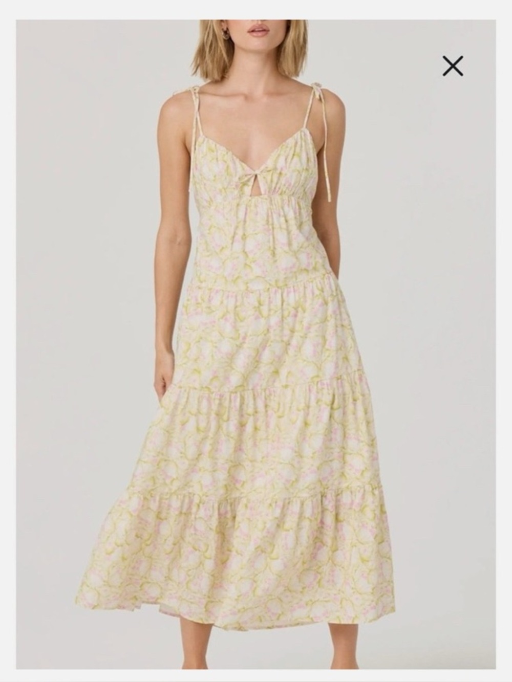 Astr the Label Tie Strap Tiered Maxi Dress